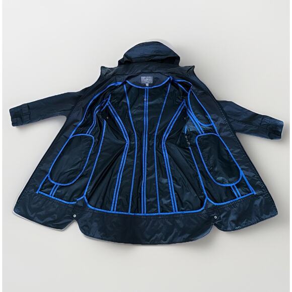 Cole Haan Signature Hooded Rain Jacket Long Vented Women’s Size S Small Black - Picture 4 of 8